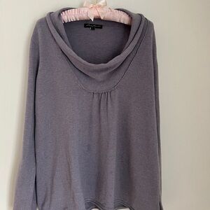 Eddie Bauer lilac pullover, cotton/poly, cowl‎ neck, size L
